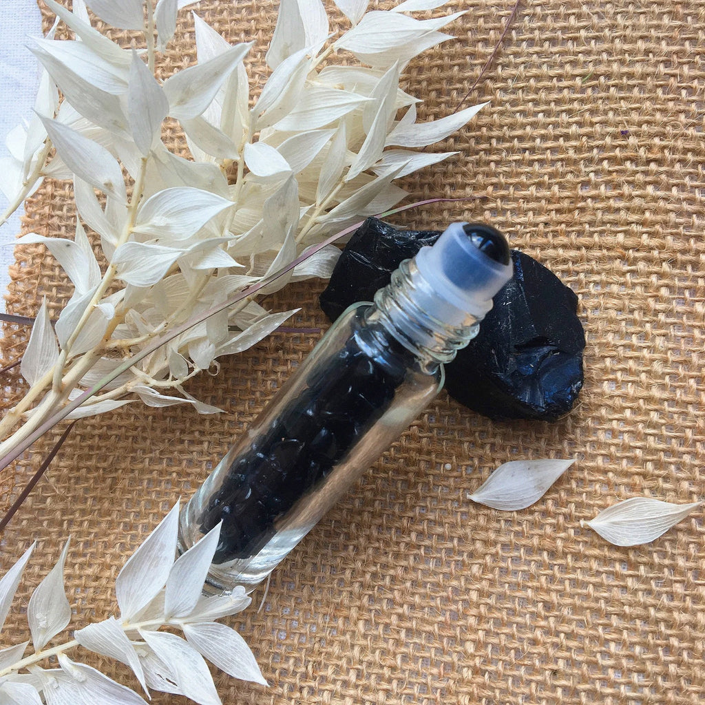 Black Obsidian Crystal Pulse Point Roller Ball infused with Jojoba oil…