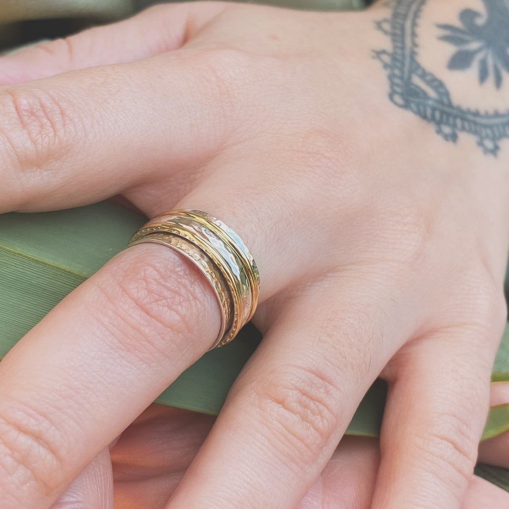 Lexi Hammered Silver Spinner Ring | Spinner Rings UK