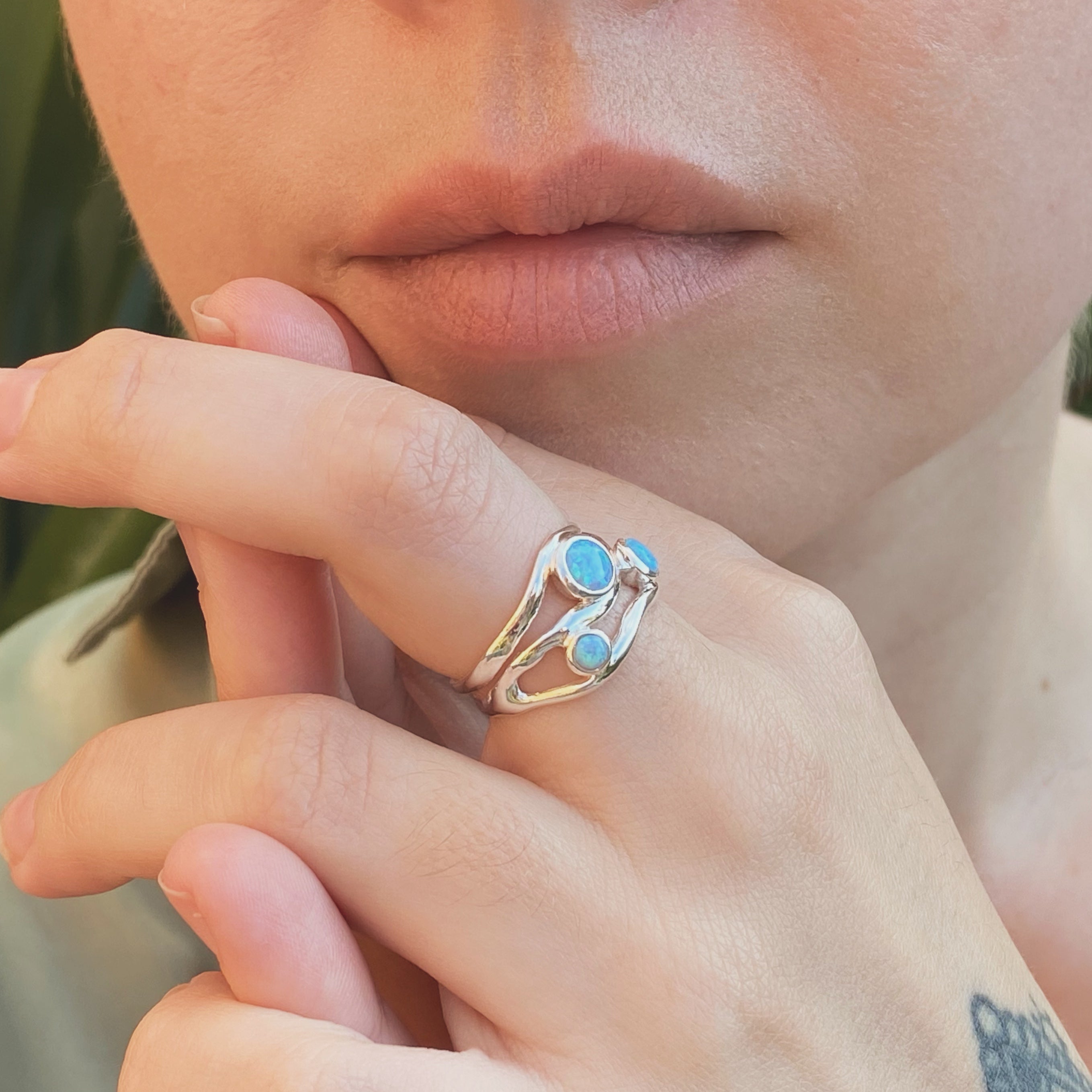 White Opal Chevron Eternity Sterling Silver Add on Band Ring White Opal Chevron Eternity Sterling Silver Add on Band Ring