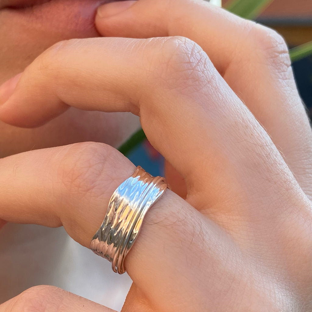 Slimline Wave Silver Spinner Ring | Silver Spinning Rings uk