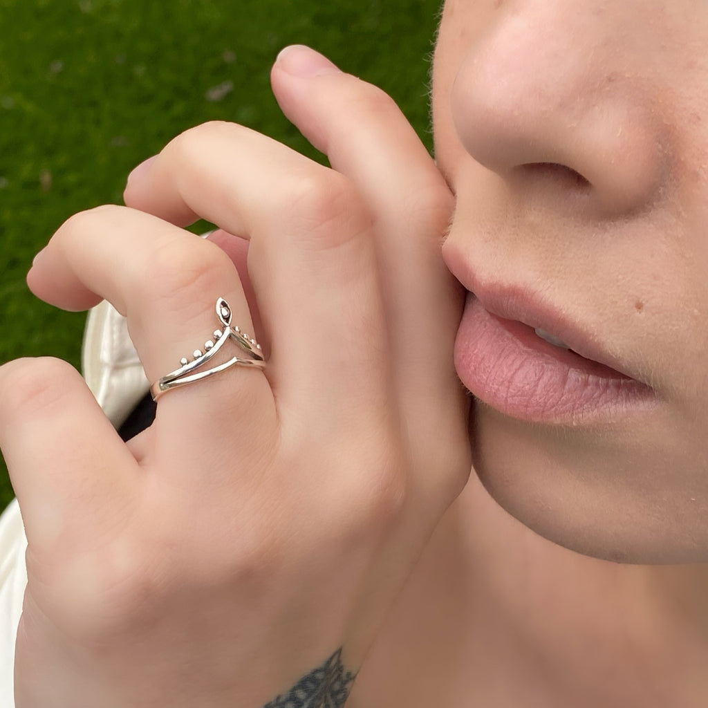 Sterling Silver Boho Chevron Ring | V shaped Silver Ring | Bohemian Jewellery