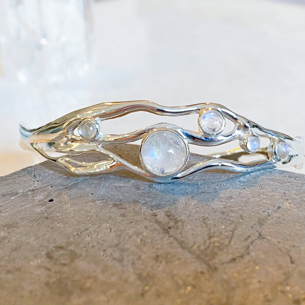 Molten Rainbow Moonstone Bracelet | Silver Gemstone Jewellery