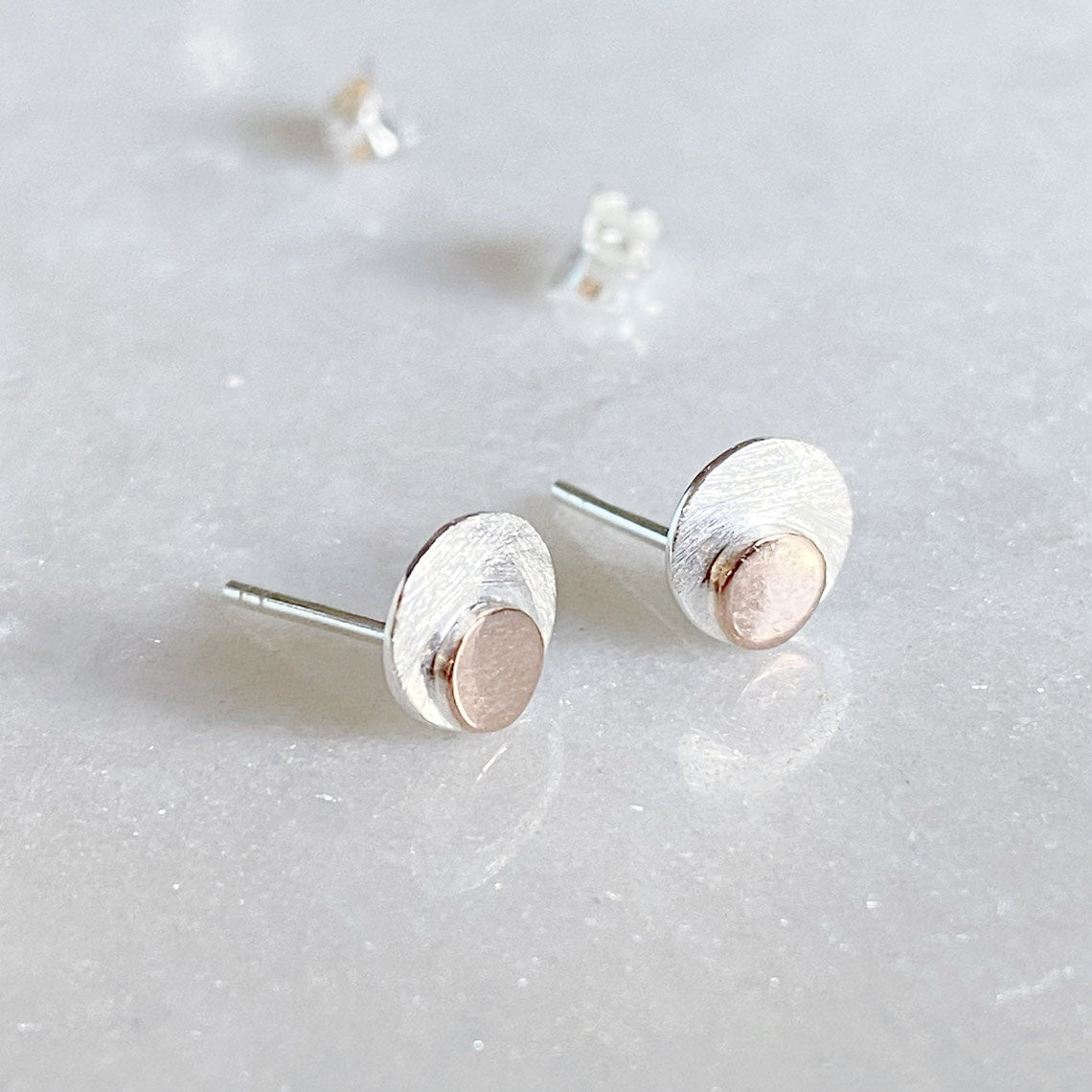 Rose gold deals disc stud earrings