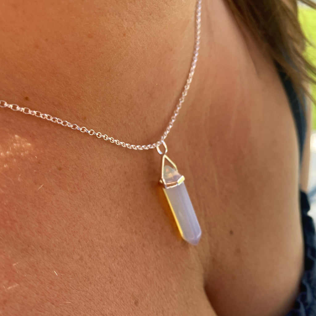 Strength Healing Crystal Necklace - Opalite -Crystal Point Necklaces