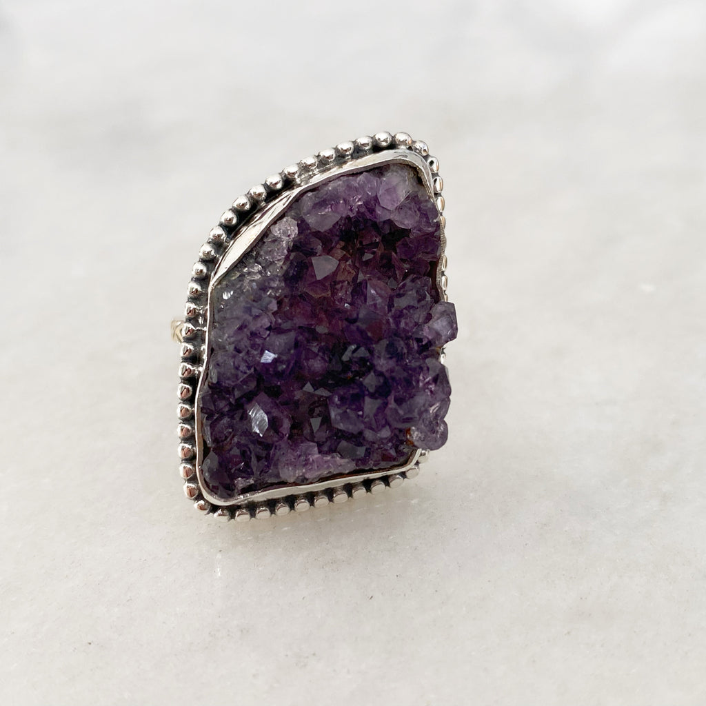 Stellar, Amethyst Cluster Ring | Sterling Silver Gemstone Jewellery