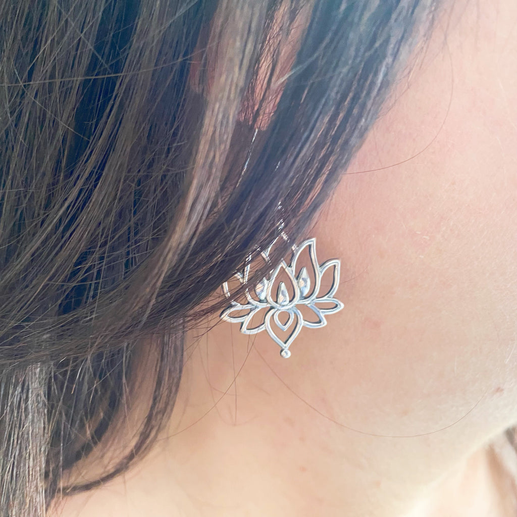 Lotus Flower Earrings | Sterling Silver Spiritual Earrings