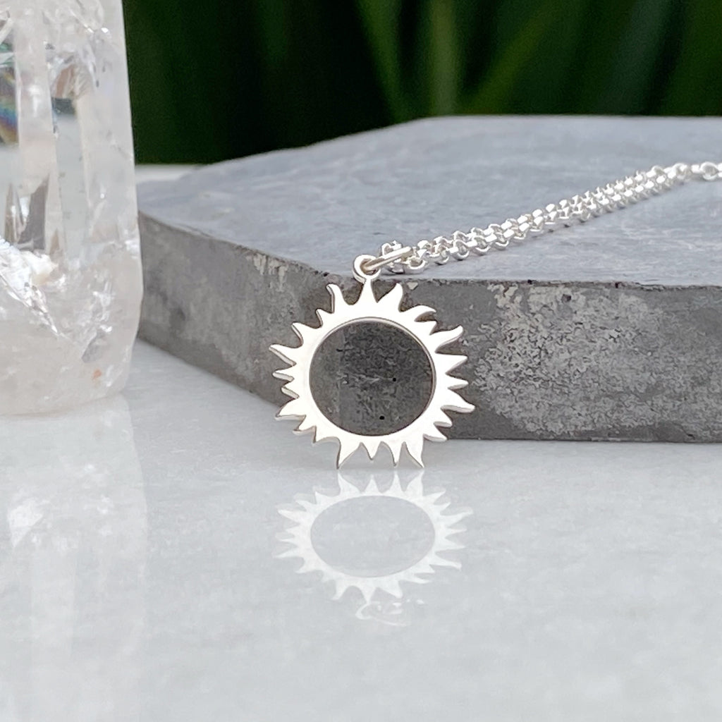 Sterling Silver Eclipse Charm - Sun Charm Necklace