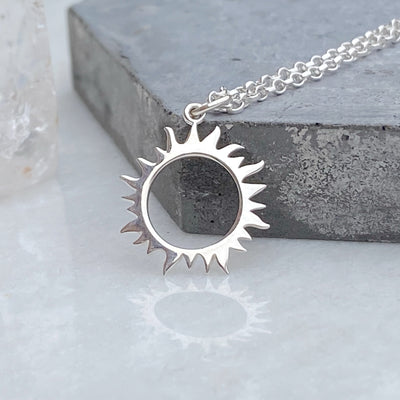 Sterling Silver Eclipse Charm - Sun Charm Necklace
