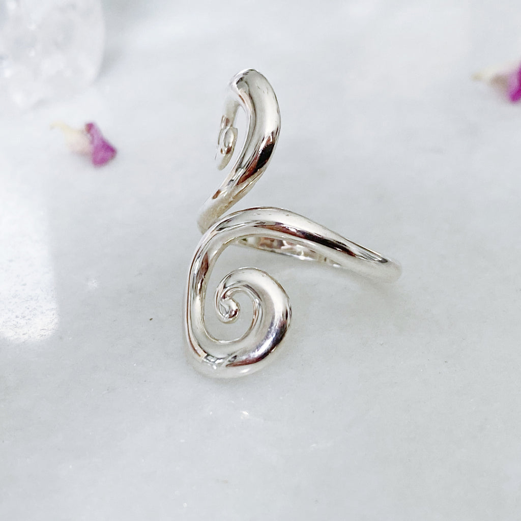 Adjustable Silver swirl Ring | Handmade Sterling Silver Rings