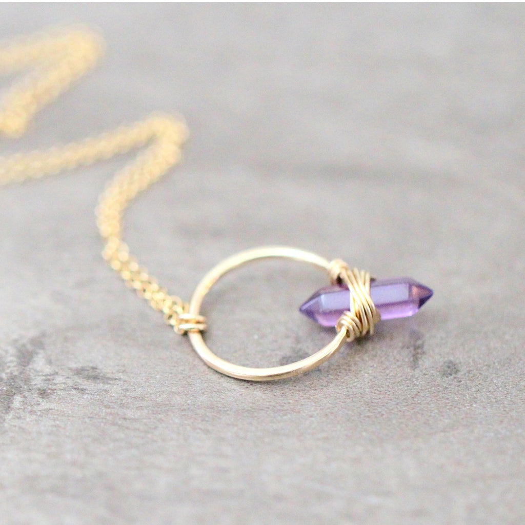 Crest Necklace -Amethyst Point Crystal Gemstone Necklace