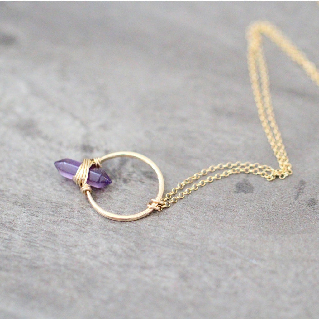 Crest Necklace -Amethyst Point Crystal Gemstone NecklaceCrest Necklace -Amethyst Point Crystal Gemstone Necklace