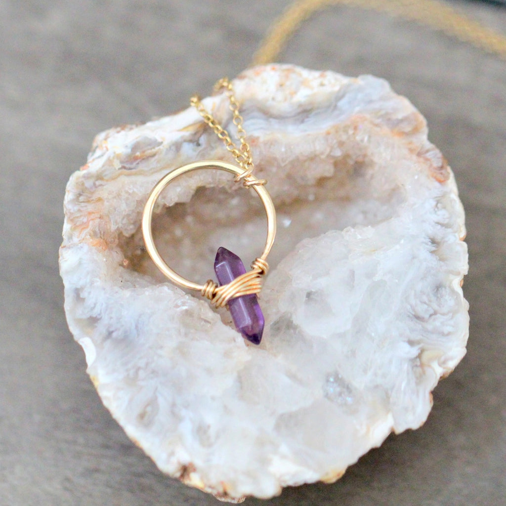 Crest Necklace -Amethyst Point Crystal Gemstone Necklace