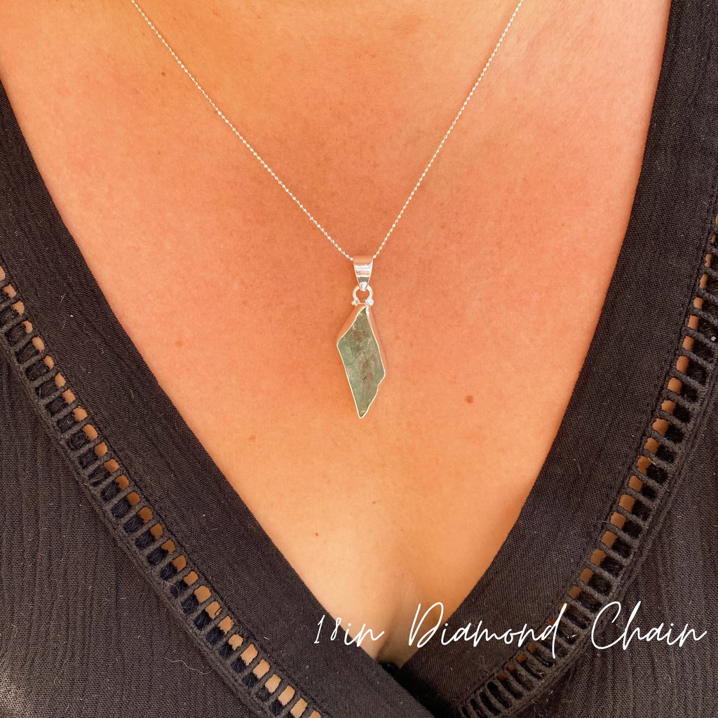 Raw Aquamarine Necklace | Roughcut Gemstone Silver Necklace