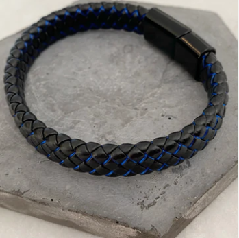 Eddie Braided Leather Bracelet | Mens Black Leather Bracelet