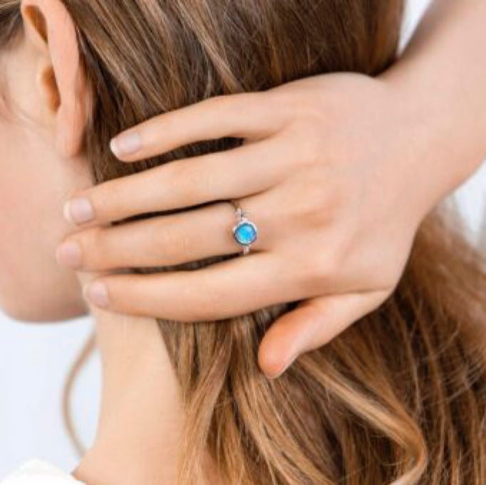 Amaya -Blue Opal Ring Sterling Silver Ring