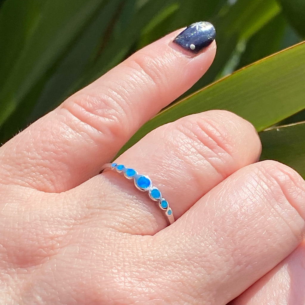 Unicorn Tears Blue Opal Ring -Gemstone Opal Rings