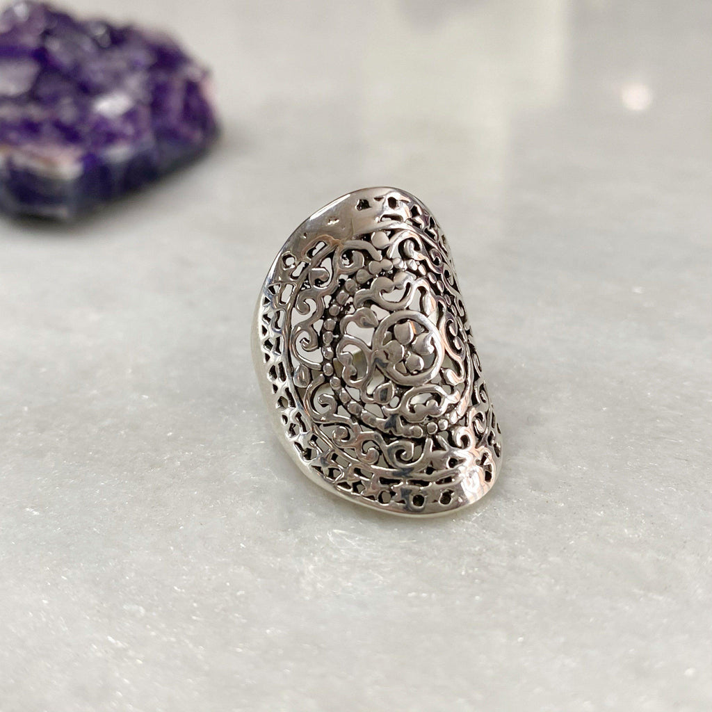 Boho Swirl Silver Ring