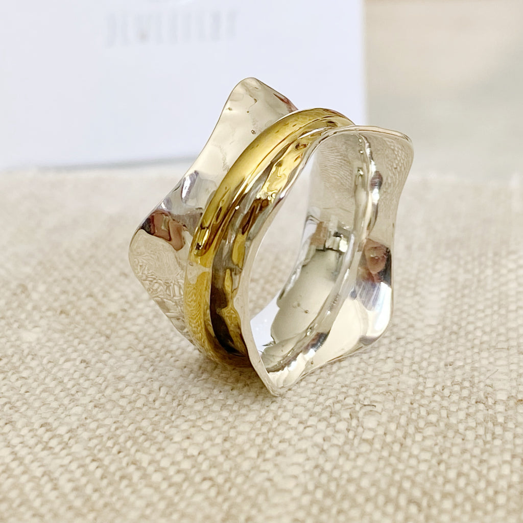 Lokatt Sterling Silver and Brass Spinner Ring -handmade silver spinning rings