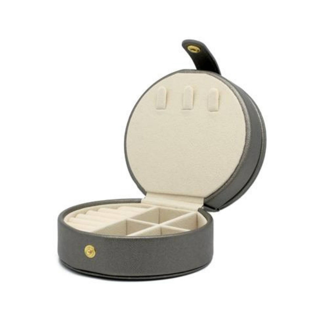 Comiso Grey Round Jewellery Box