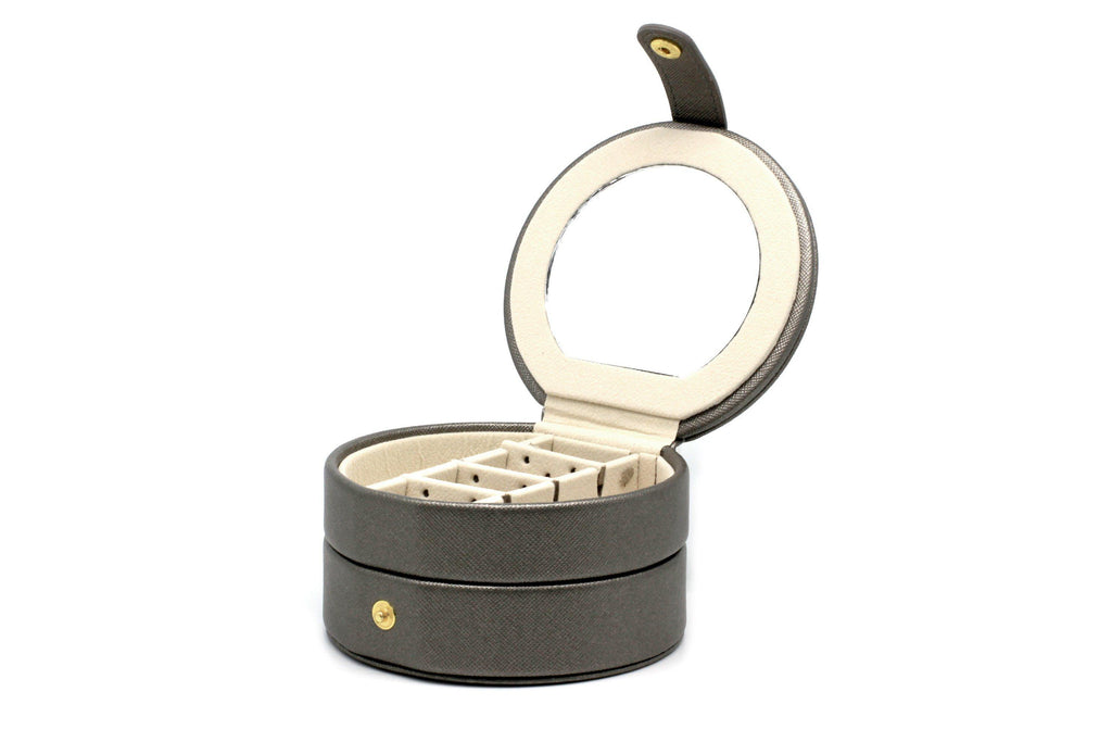 Comiso Grey Round Jewellery Box