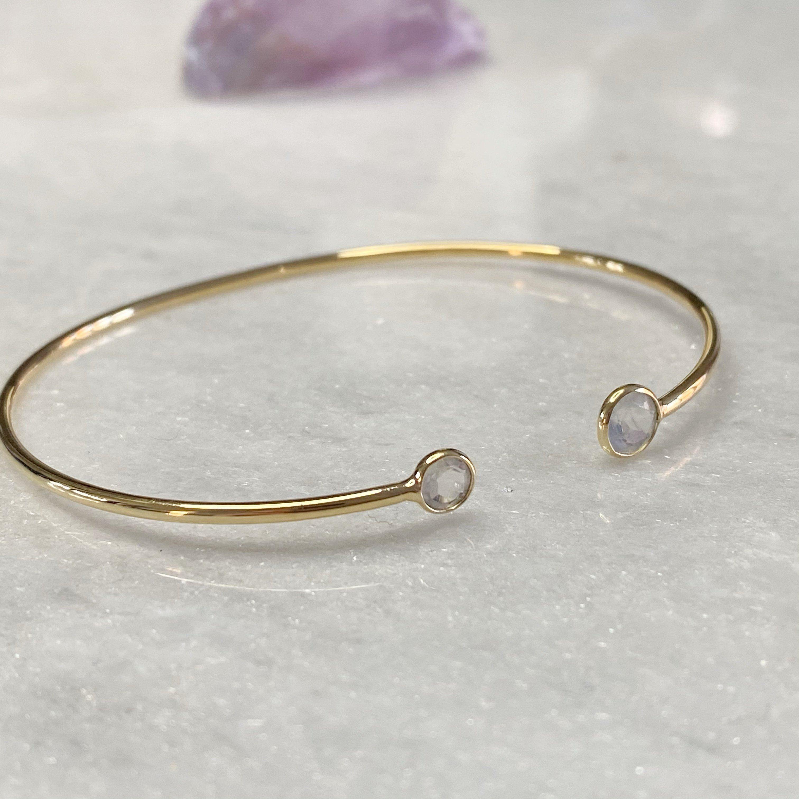 Dainty 14K Gold Vermeil Moonstone Bracelet Semi Precious