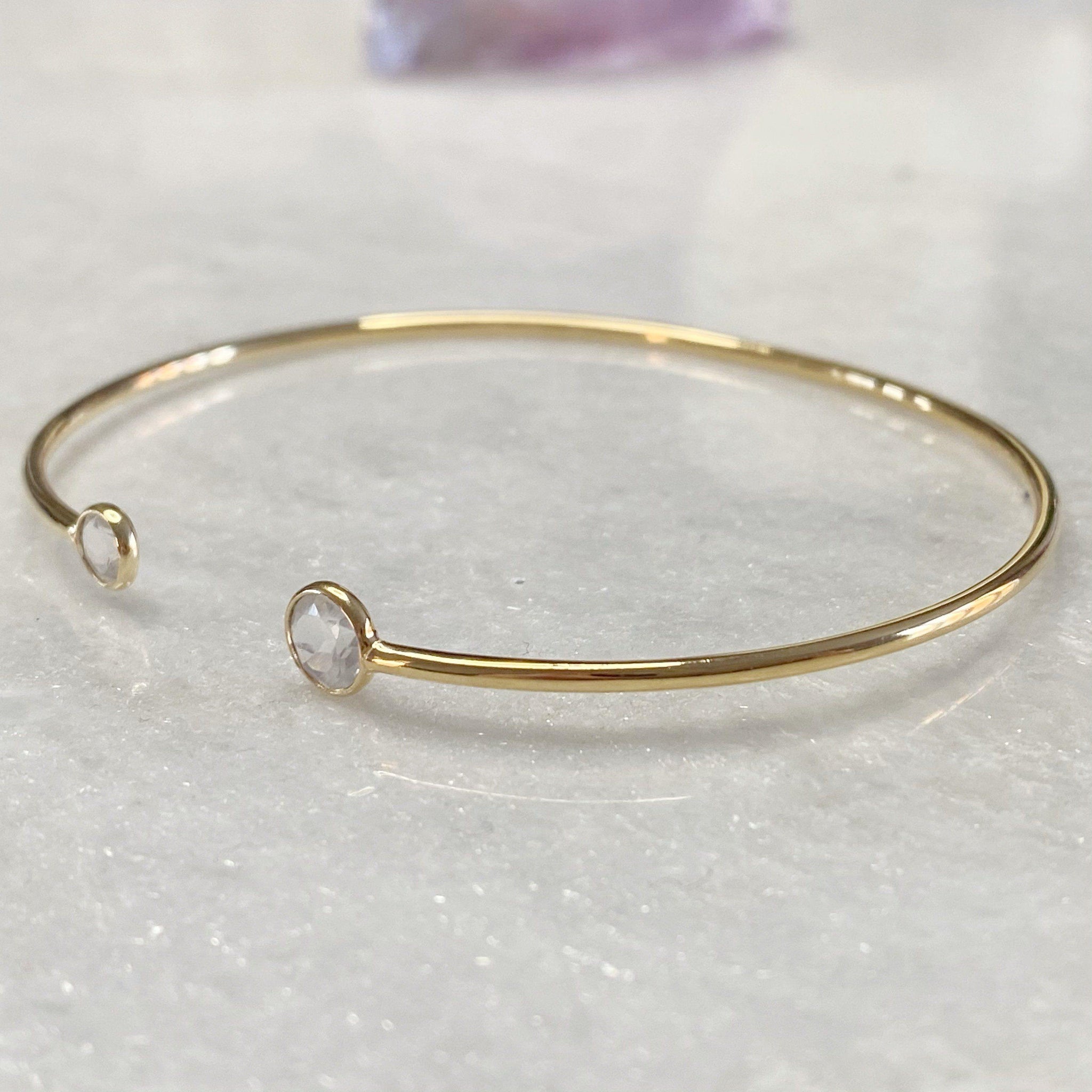 Dainty 14K Gold Vermeil Moonstone Bracelet Semi Precious
