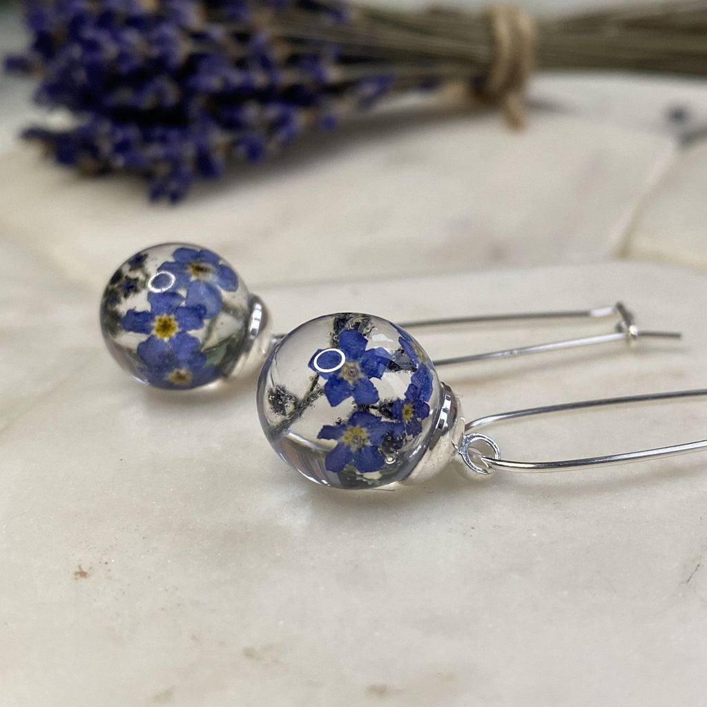 English Forget Me Not - Sterling Silver Threader Earrings