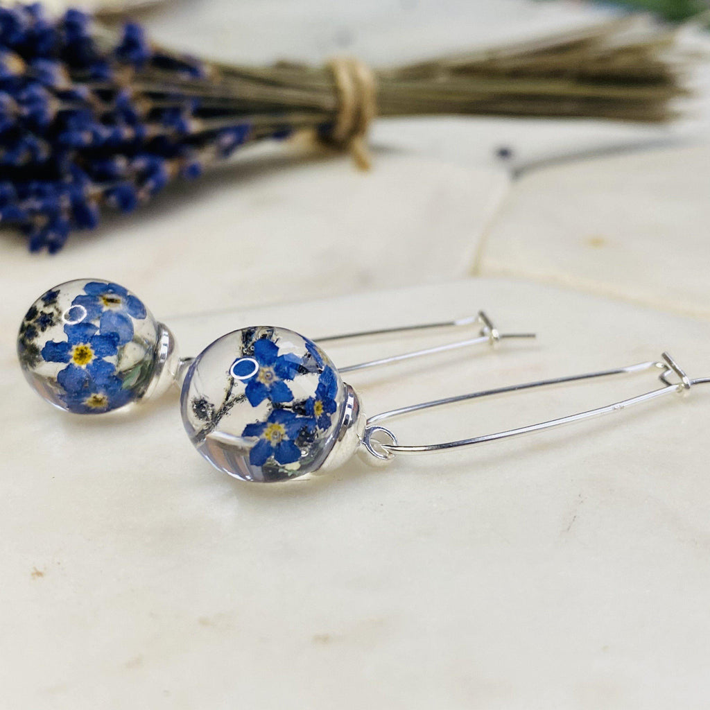 English Forget Me Not - Sterling Silver Threader Earrings