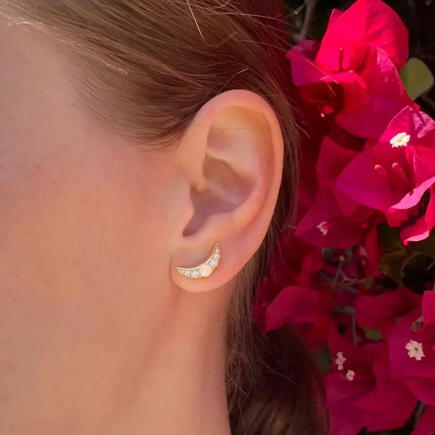 Galactic Stud  | Gold opal stud earrings