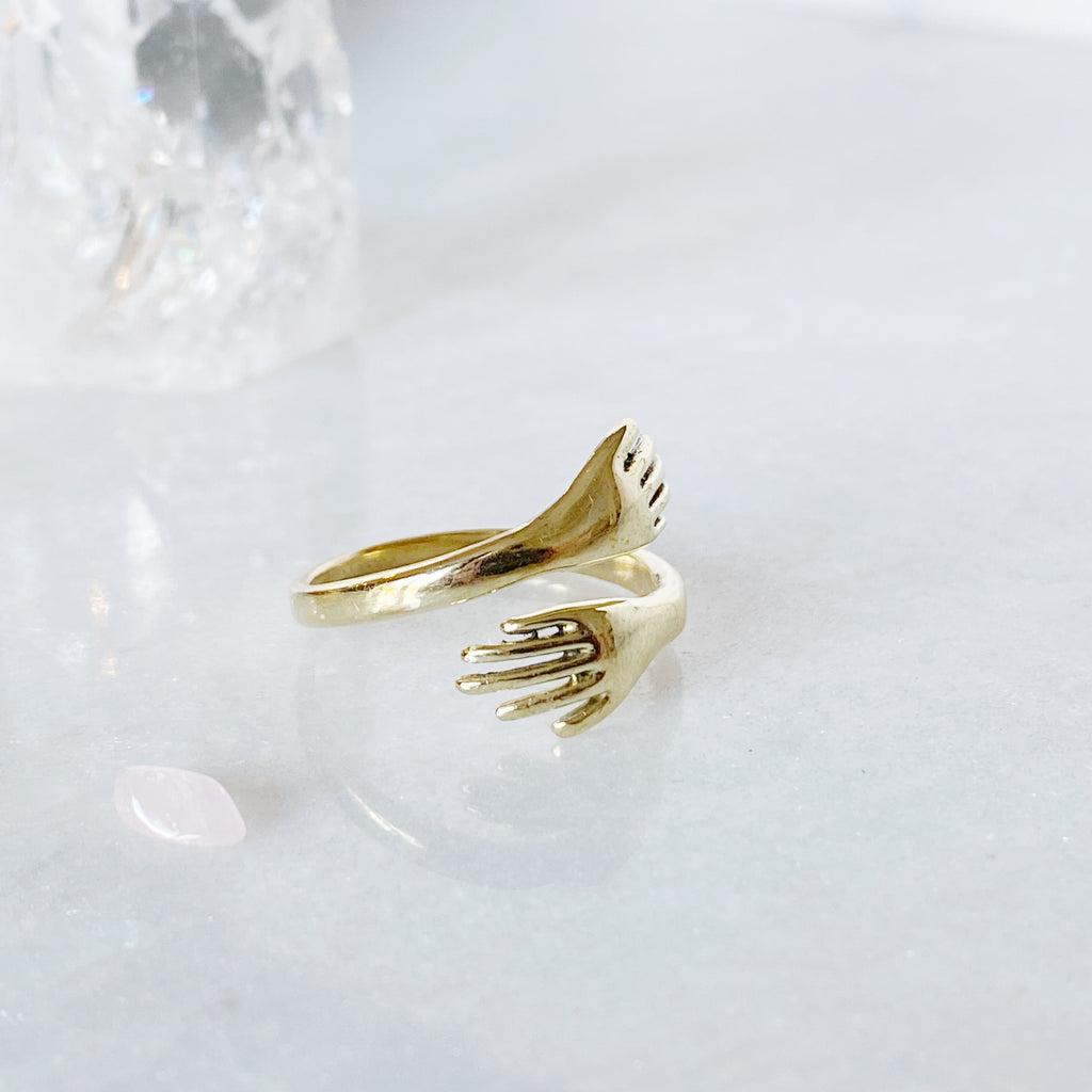 The Gold HUG Ring | Gold Hugging hands ring