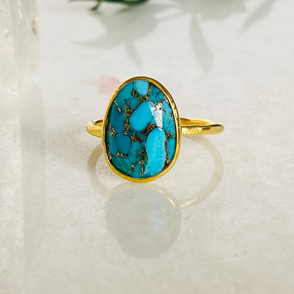 18kt Gold Vermeil Turquoise Ring | 18K Gold Vermeil ring