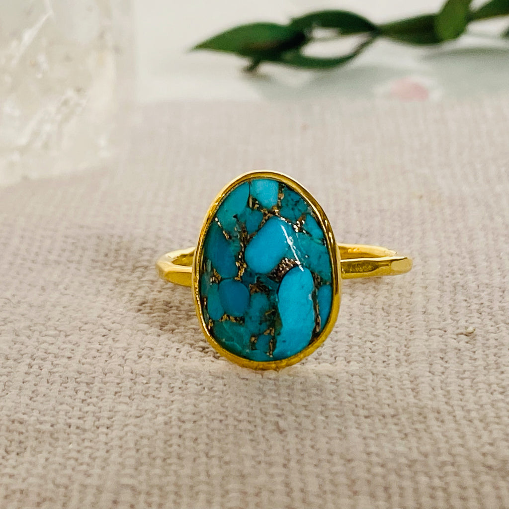 18kt Gold Vermeil Turquoise Ring | 18K Gold Vermeil ring