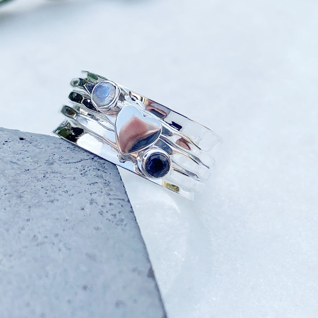 Sterling Silver Heart Spinner Ring | Handmade Spinning / Anxiety Rings