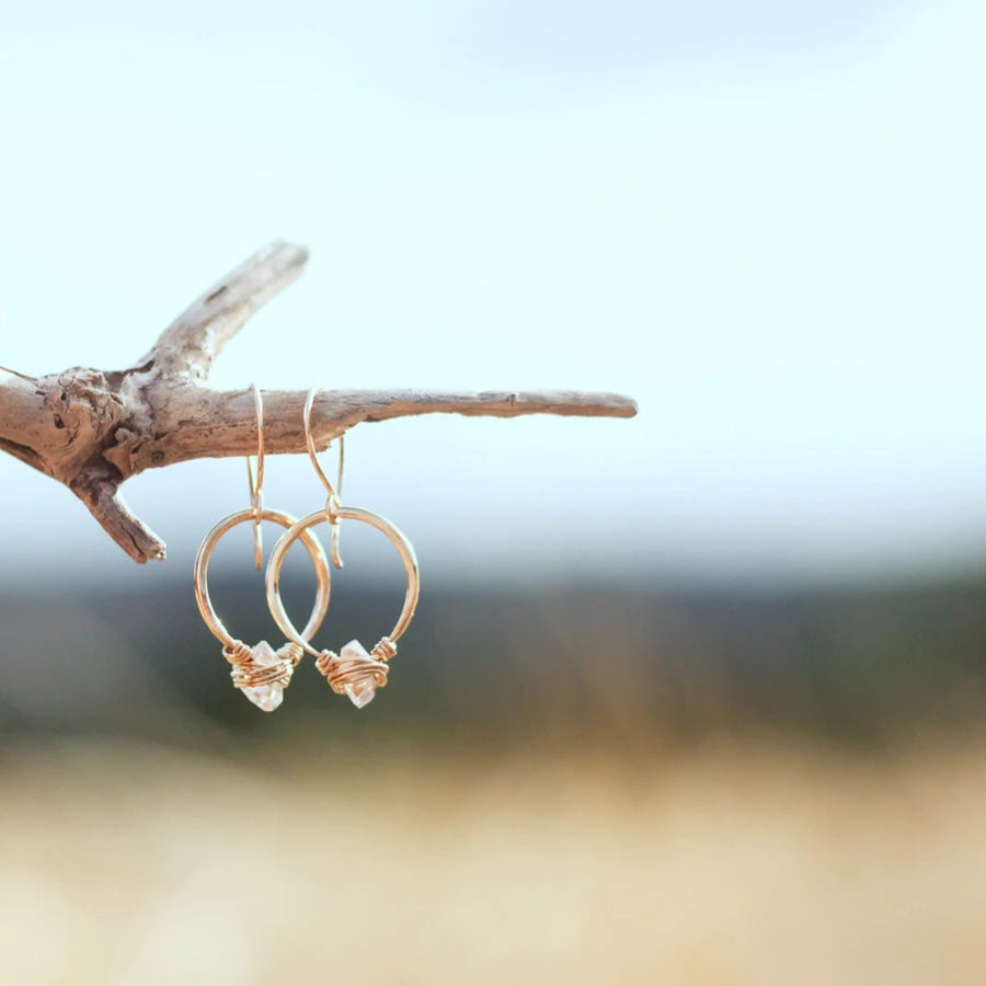 Herkimer Diamond Hoops | Earth and Elements Jewellery