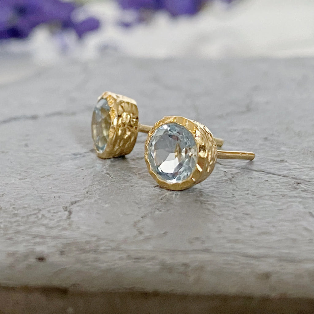 Gold and Topaz Stud Earrings -Gold Vermeil Jewellery
