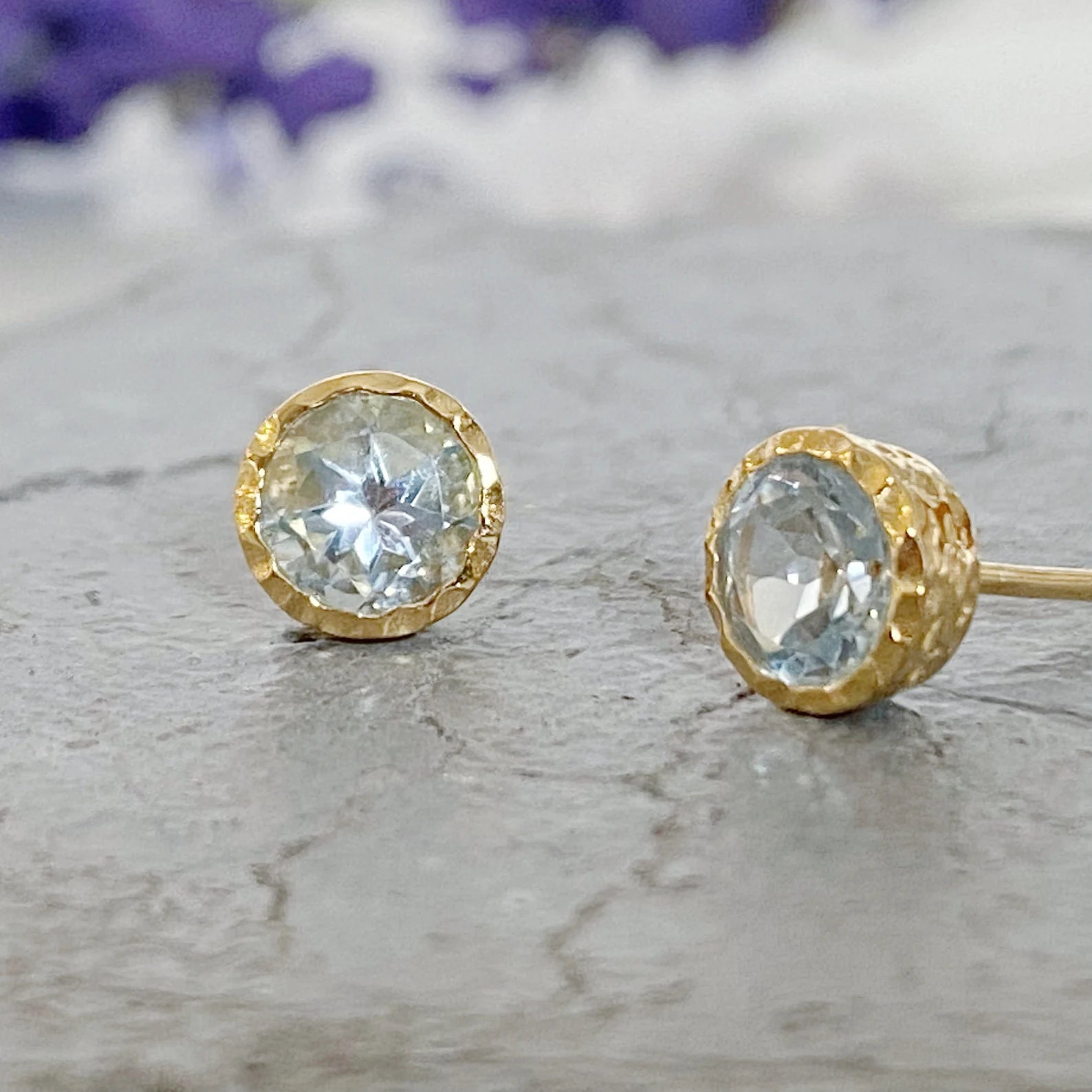Single white 2025 stone gold stud