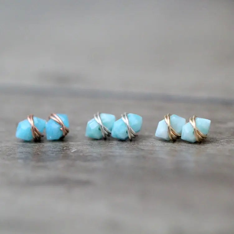 Larimar Pike Studs -Filled Gold -NEW