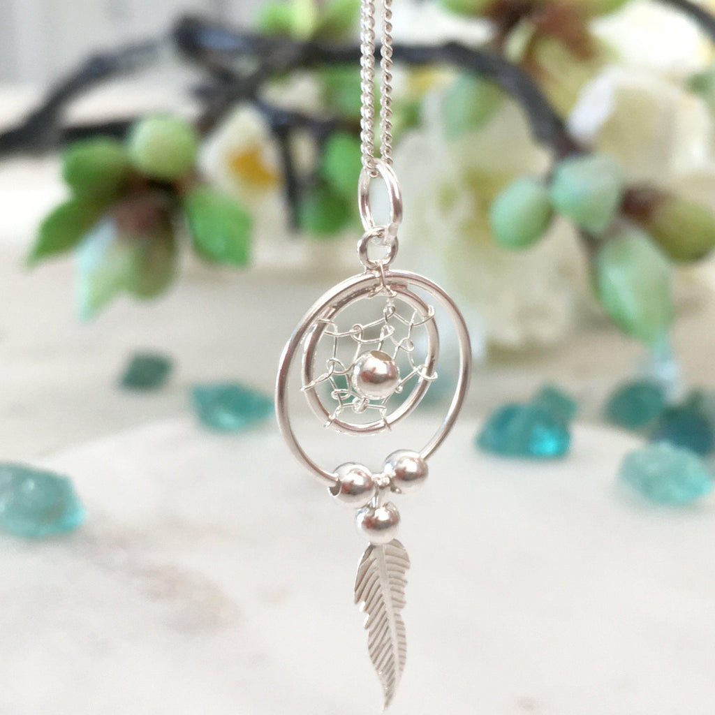 Minimalist Dream Catcher Sterling Silver Necklace
