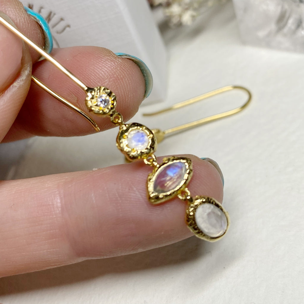 Moondust Earrings | Gold Moonstone Earrings