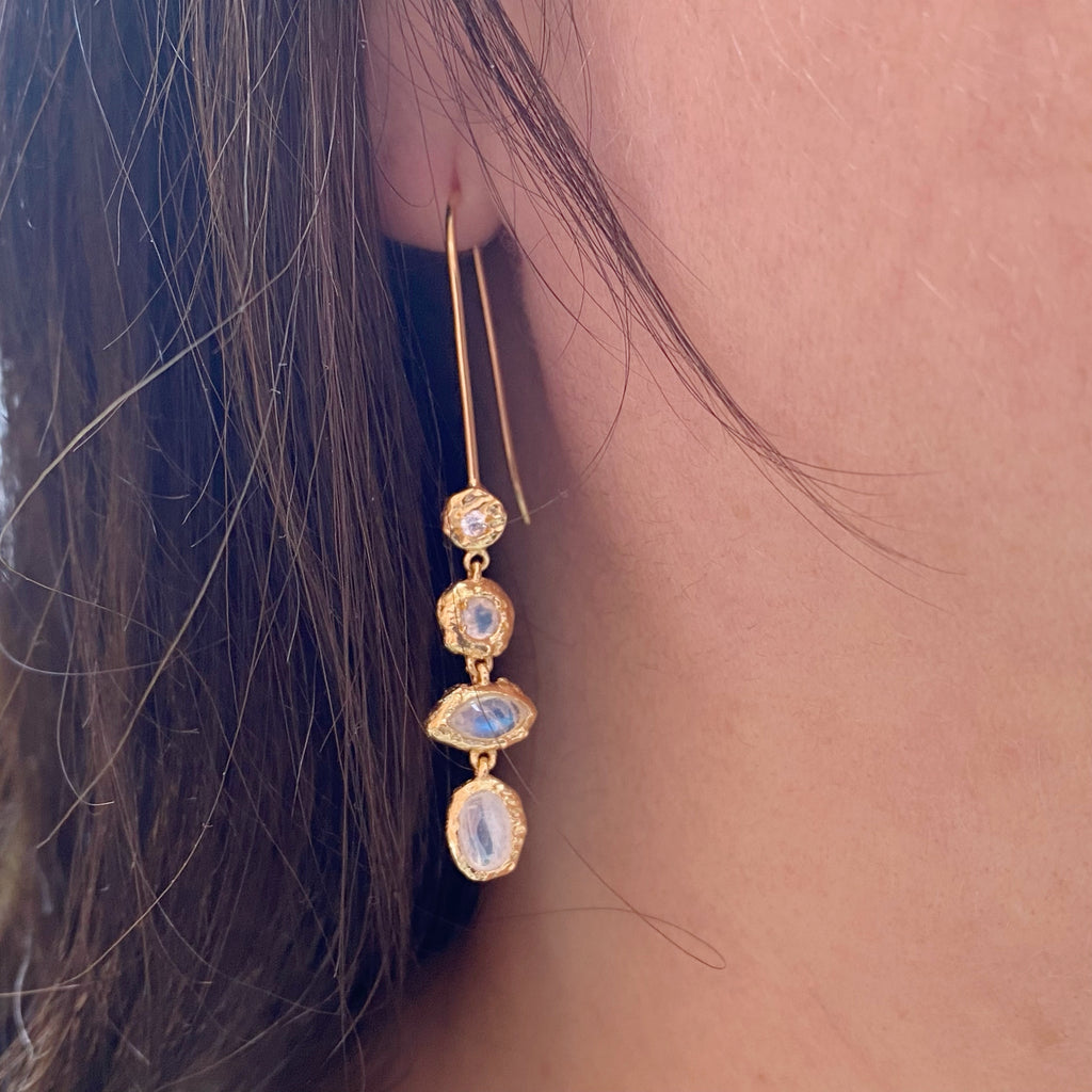 Moondust Earrings | Gold Moonstone Earrings