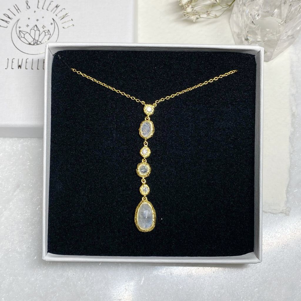 Moondust Necklace -Gold Vermeil Necklaces -Moonstone