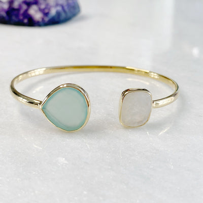 adjustable gold and brass gemstone bracelet