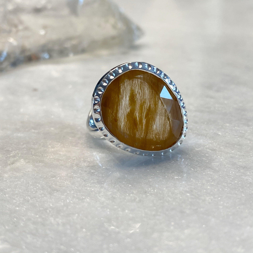 Multi Faceted Rutile Quartz Gemstone Ring -NEW