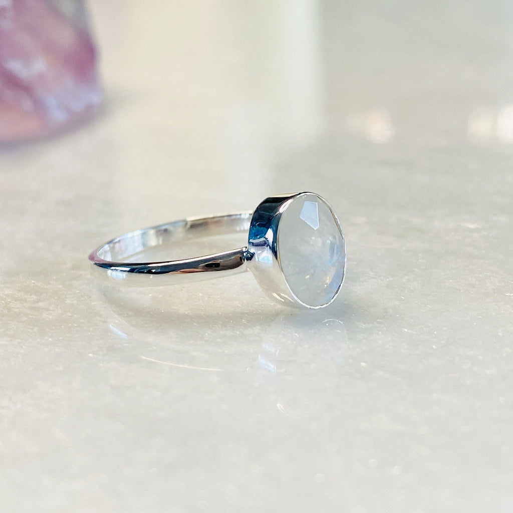Must Have Moonstone! Faceted Moonstone Stackable Ring