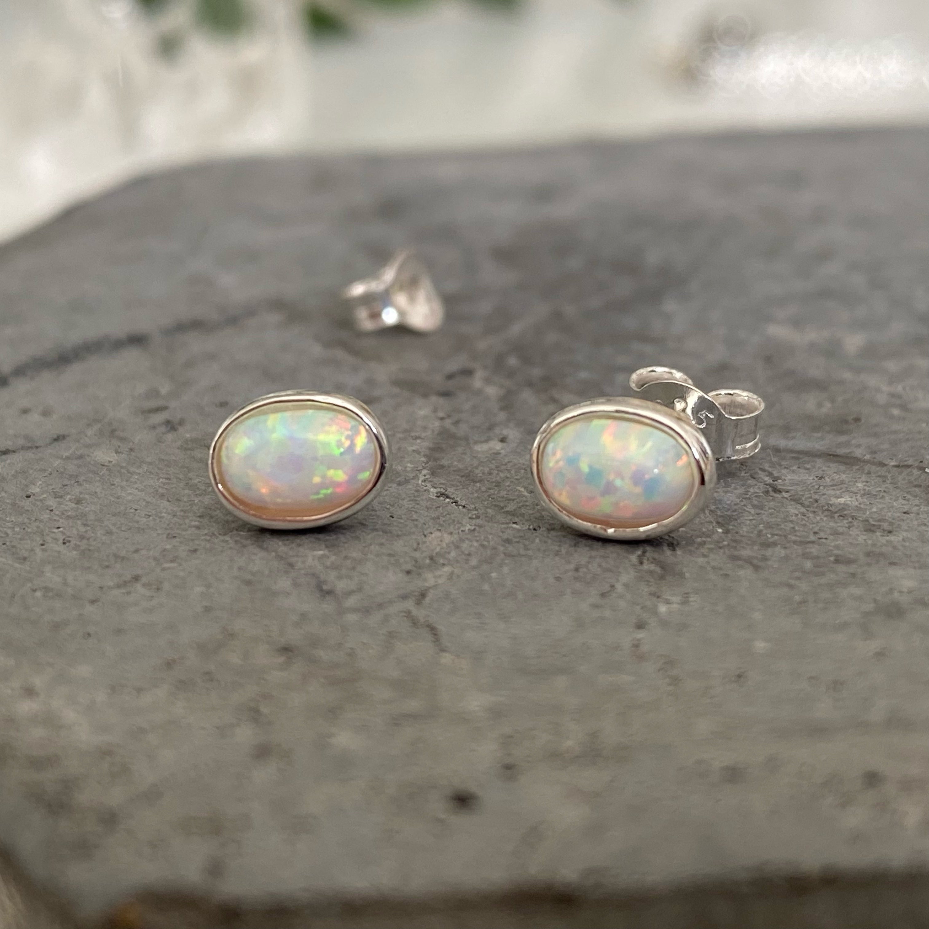 TT Stainless Steel Opal Round Stud Earrings - 3-6mm, 5 Colours, Butterfly Closure (EC119)