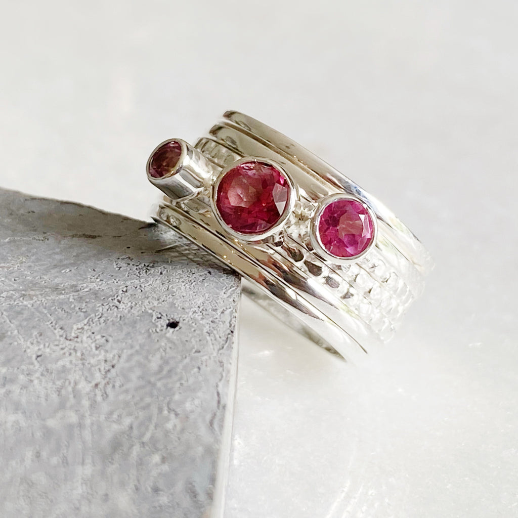 Pink Topaz Spinner Ring | Sterling Silver Gemstone Spinning Ring