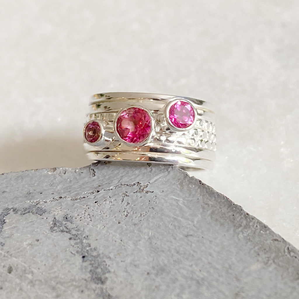 Pink Topaz Spinner Ring | Sterling Silver Gemstone Spinning Ring