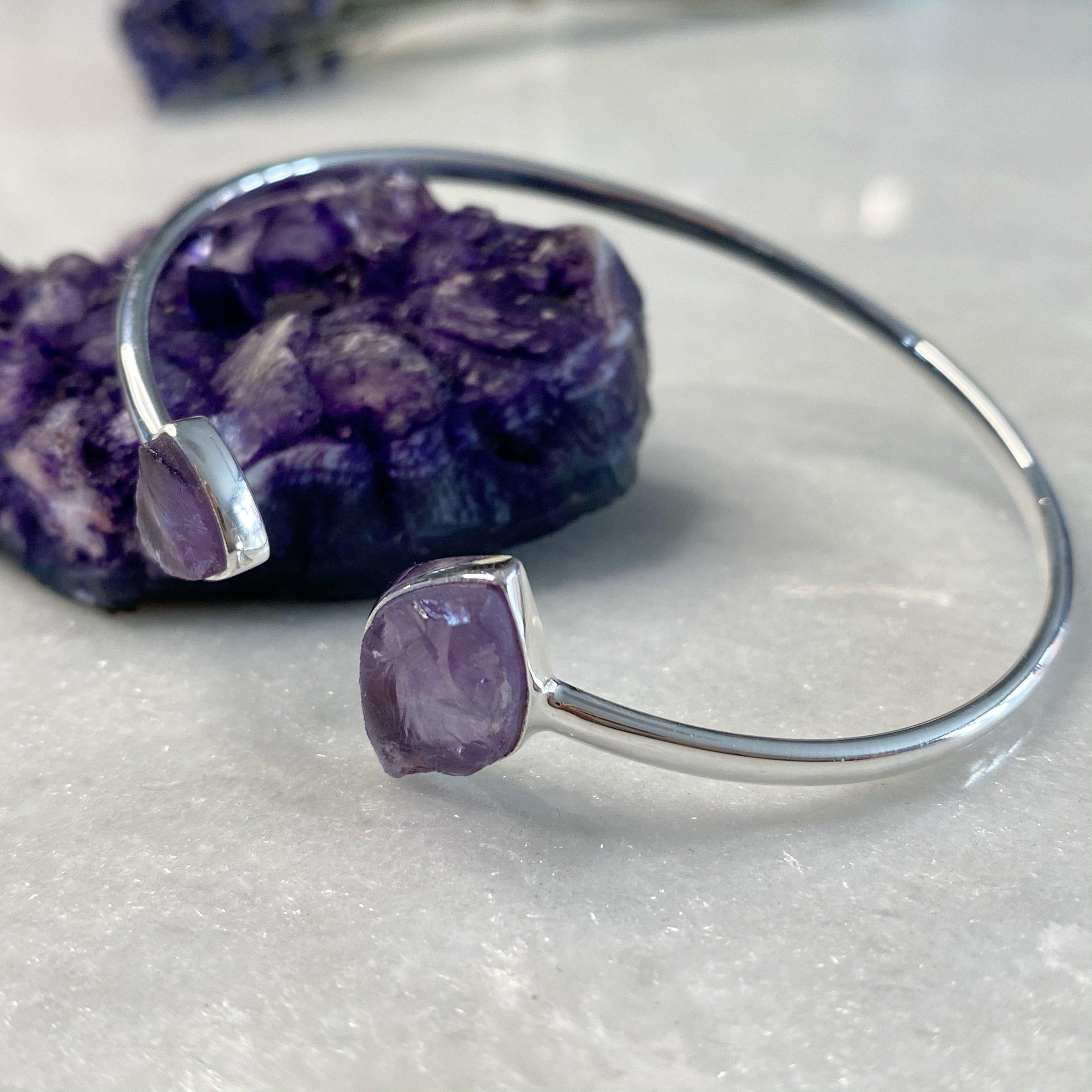 Raw Cut Amethyst Bangle