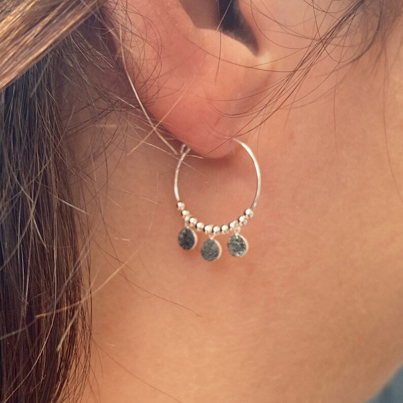 Statement earrings/ Boho earrings / long earrings / antique silver pla —  San José Made