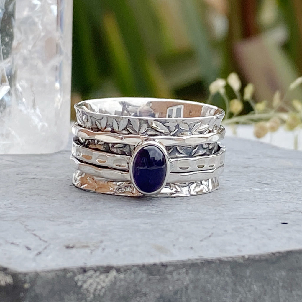 VATA Natural Amethyst Spinner Ring -Handmade spinner rings